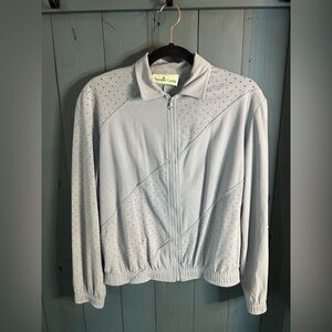 Vintage Tennis Lady Light Blue Bomber Jacket | Size Medium